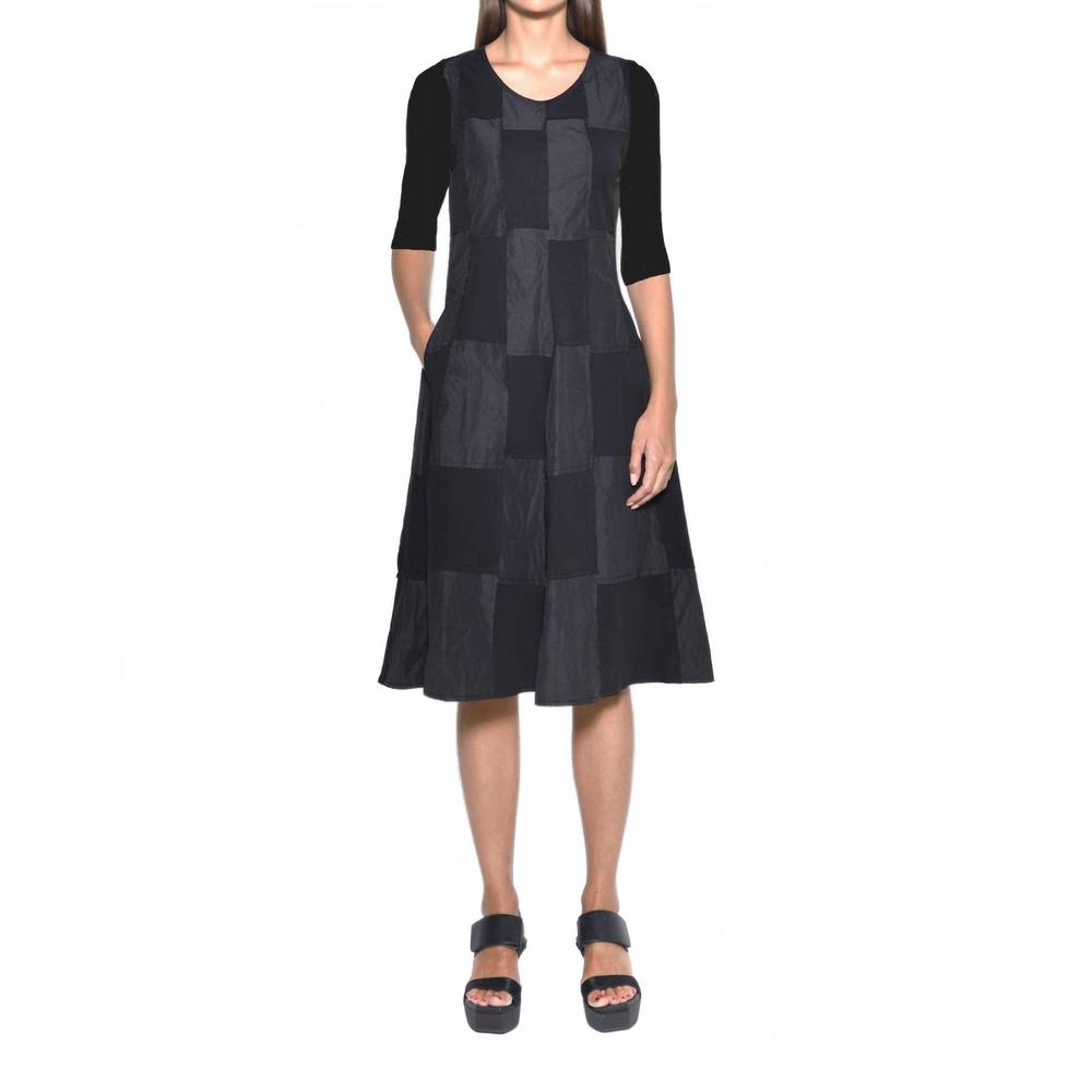 NEW SIMPLY MILA chessboard midi dress in black